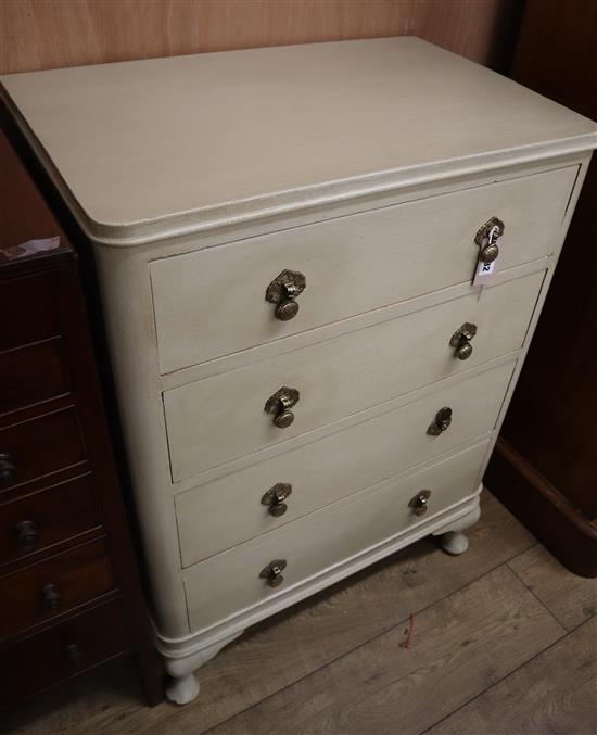 A 1920s painted chest of four drawers W.68cm